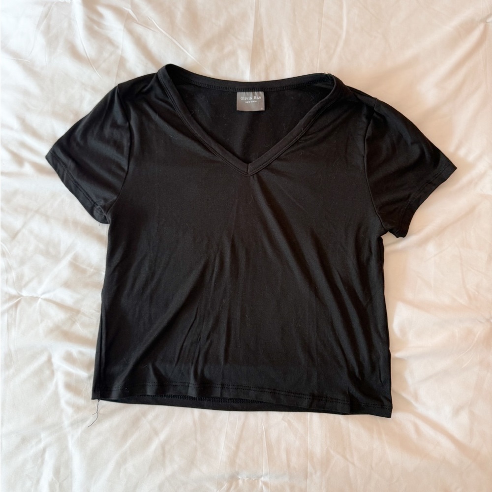 Olivia Rae New York Black V-Neck Top Size Small